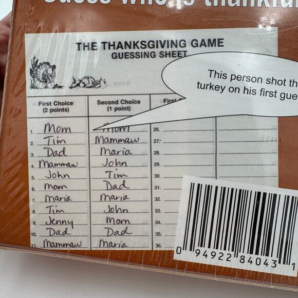 Vintage The Thanksgiving Game, Guess Who is Thankful for What NOS - Picture 5 of 7